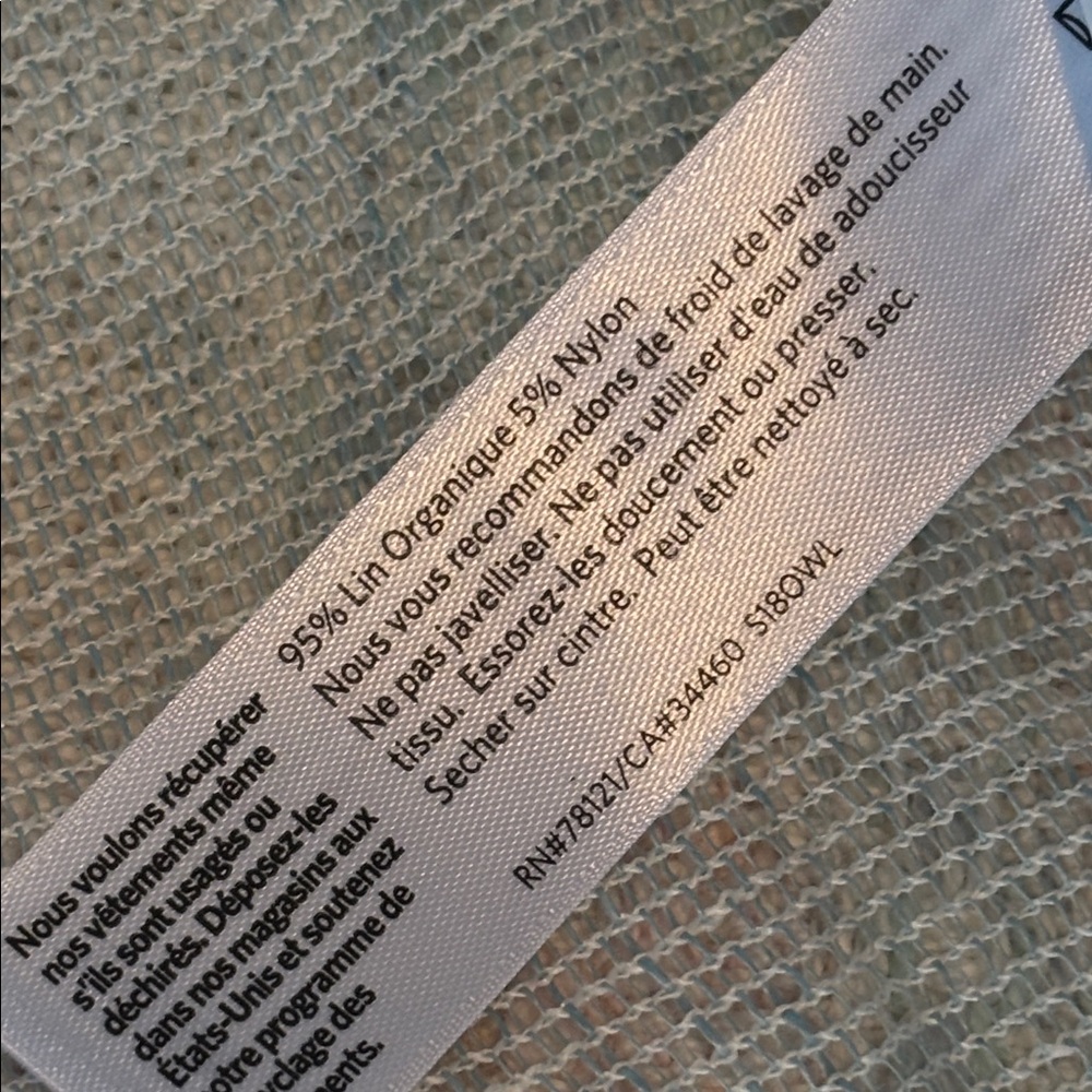 2 Eileen Fisher mesh organic linen tunic tops * tan and light blue * sz LG - Picture 8 of 13